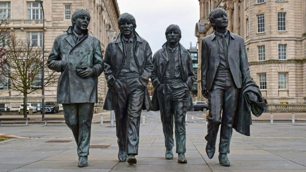 statue four people the beatles statue liverpool